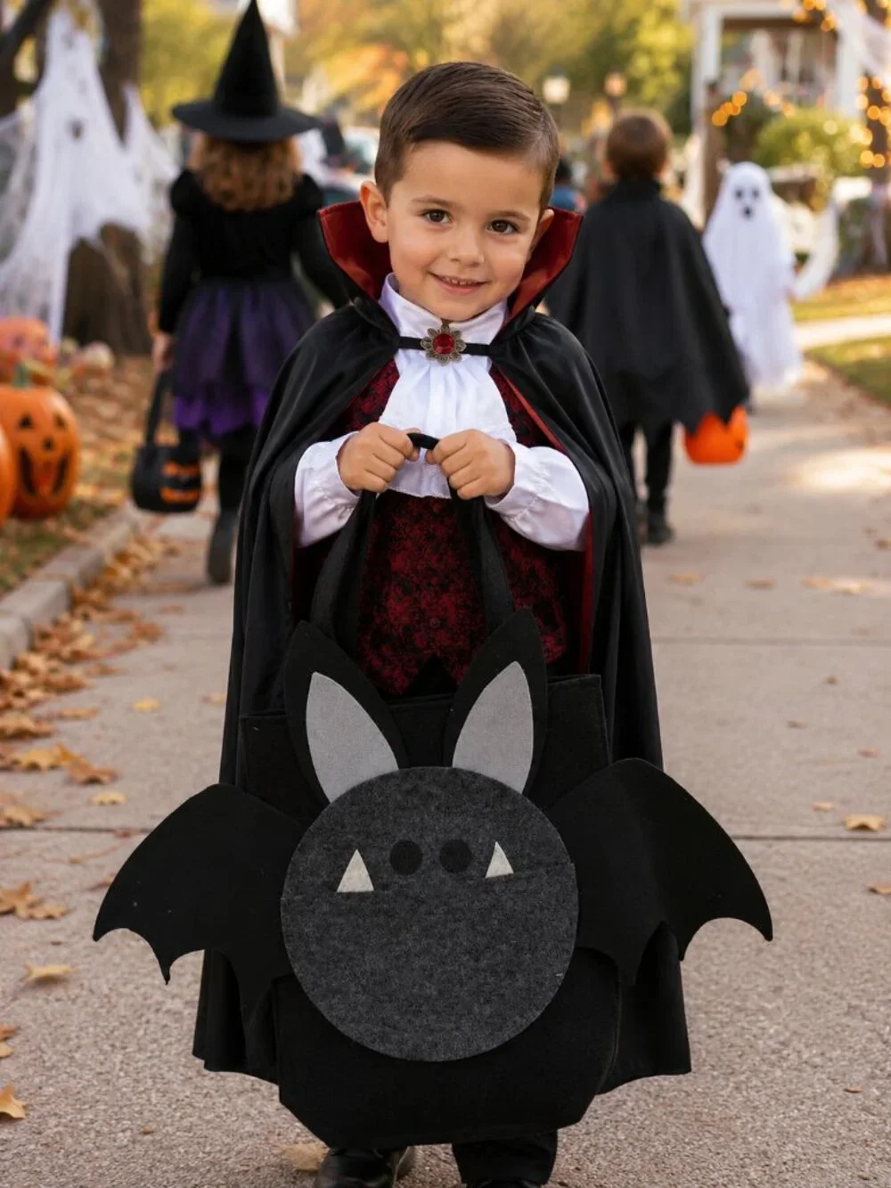 Bat Halloween Treat bag, handmade felt trick or treat bag, kids Halloween candy